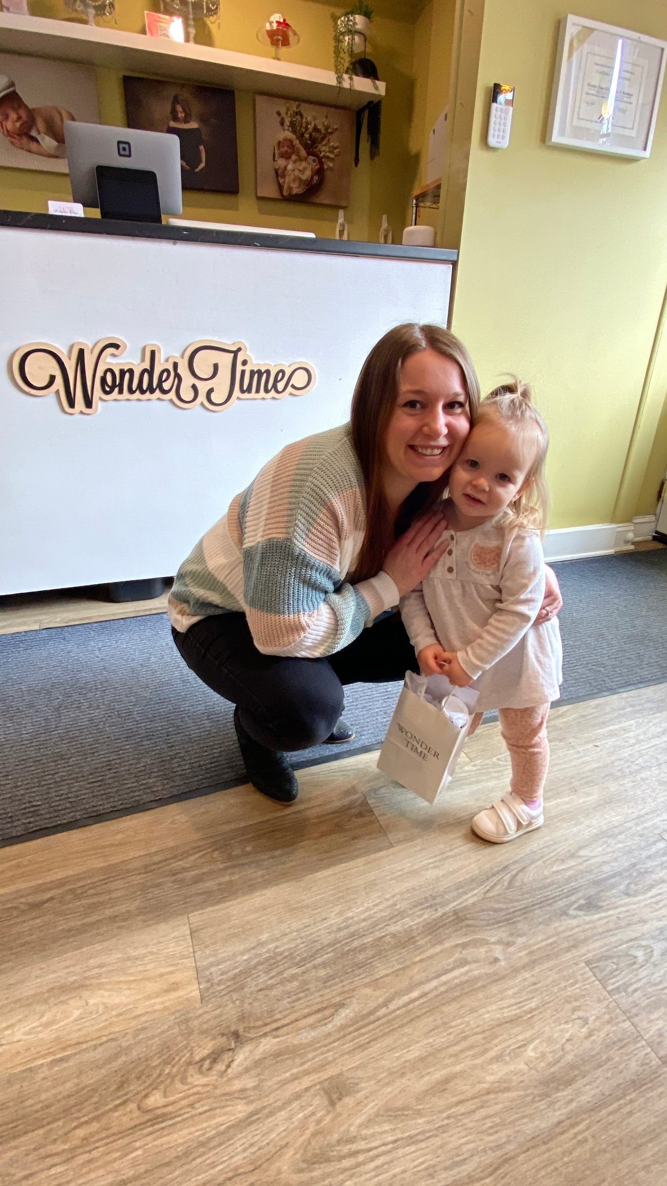 A family celebrating at the Wonder Time ultrasound studio in Pitman, New Jersey